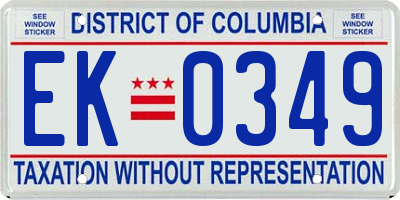 DC license plate EK0349