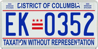 DC license plate EK0352