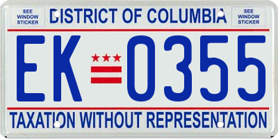 DC license plate EK0355