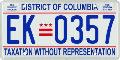 DC license plate EK0357