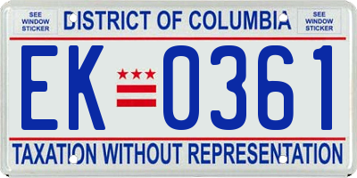 DC license plate EK0361