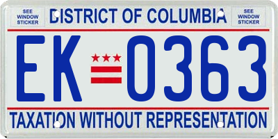 DC license plate EK0363