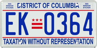 DC license plate EK0364