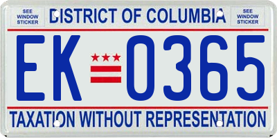 DC license plate EK0365