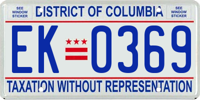 DC license plate EK0369