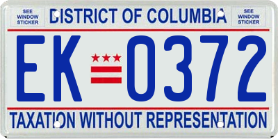DC license plate EK0372