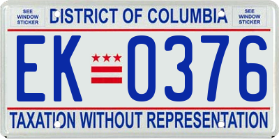 DC license plate EK0376