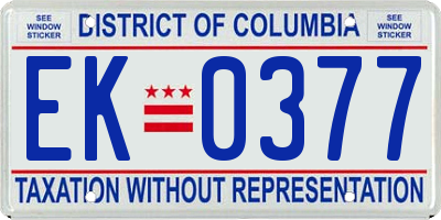 DC license plate EK0377