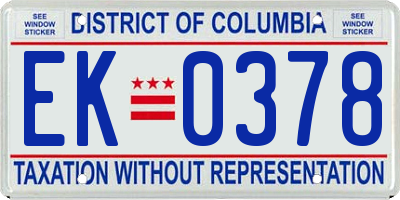 DC license plate EK0378