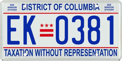 DC license plate EK0381