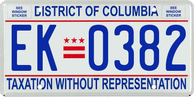 DC license plate EK0382