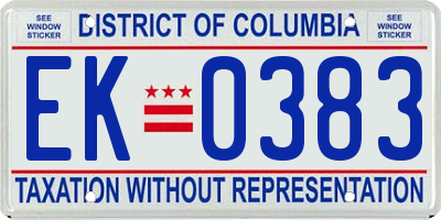 DC license plate EK0383