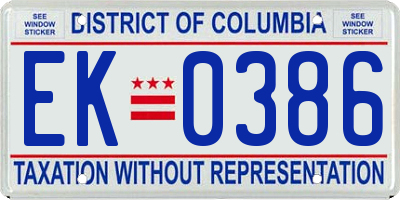 DC license plate EK0386