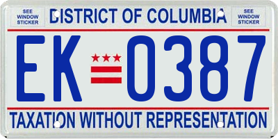 DC license plate EK0387