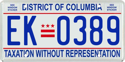 DC license plate EK0389