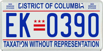 DC license plate EK0390