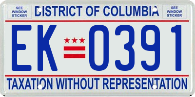 DC license plate EK0391