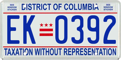 DC license plate EK0392