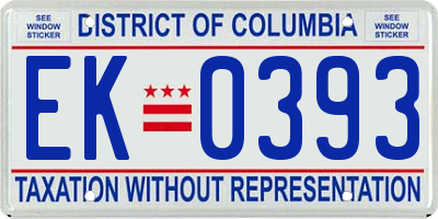 DC license plate EK0393