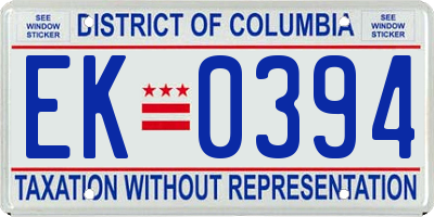 DC license plate EK0394