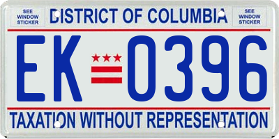 DC license plate EK0396