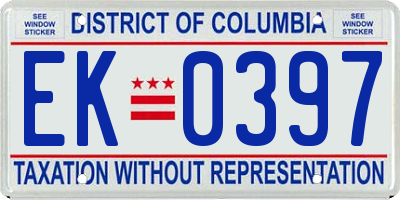 DC license plate EK0397