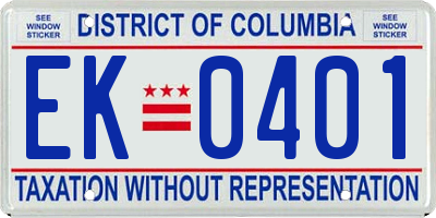 DC license plate EK0401