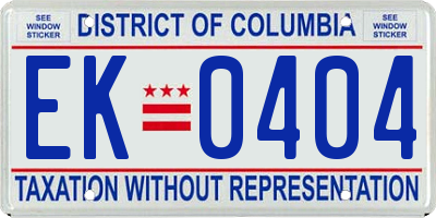 DC license plate EK0404