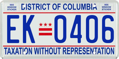 DC license plate EK0406