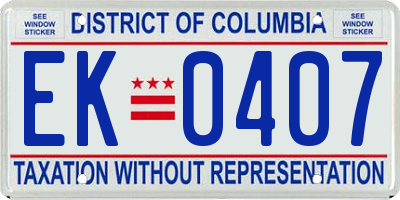 DC license plate EK0407