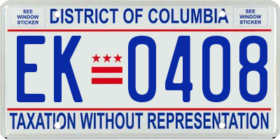 DC license plate EK0408