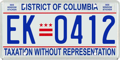 DC license plate EK0412