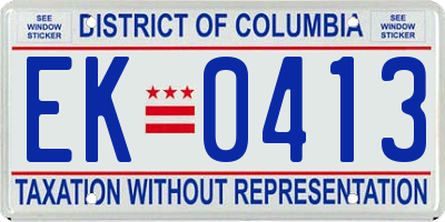 DC license plate EK0413