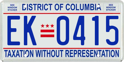 DC license plate EK0415