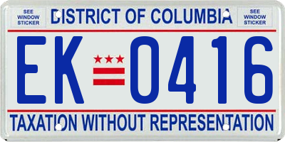 DC license plate EK0416