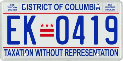 DC license plate EK0419