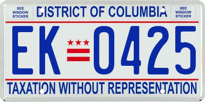 DC license plate EK0425