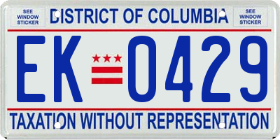 DC license plate EK0429
