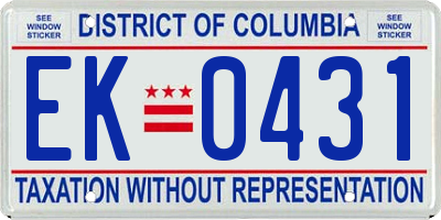 DC license plate EK0431