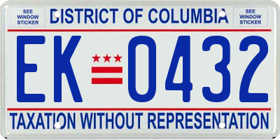 DC license plate EK0432