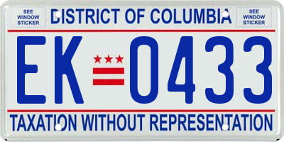 DC license plate EK0433