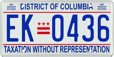 DC license plate EK0436