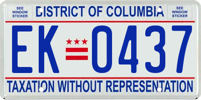 DC license plate EK0437