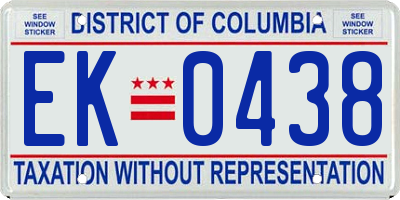 DC license plate EK0438