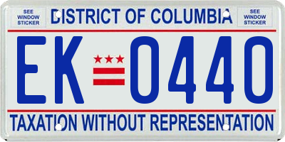 DC license plate EK0440