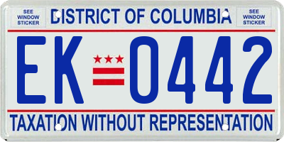 DC license plate EK0442