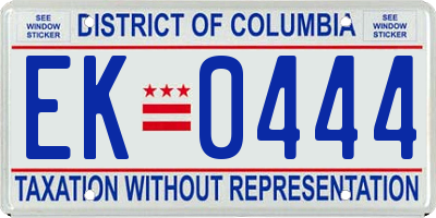 DC license plate EK0444