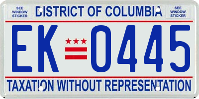 DC license plate EK0445