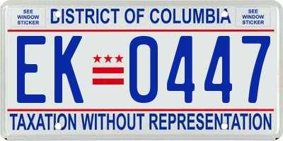 DC license plate EK0447