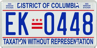 DC license plate EK0448